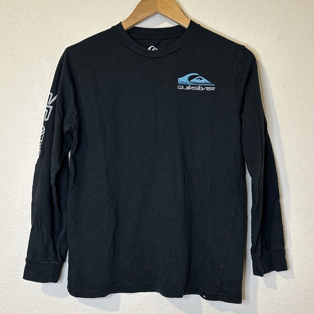 Quiksilver Boys Omni Logo Long Sleeve Graphic T-Shirt - Black, Large (12-14)